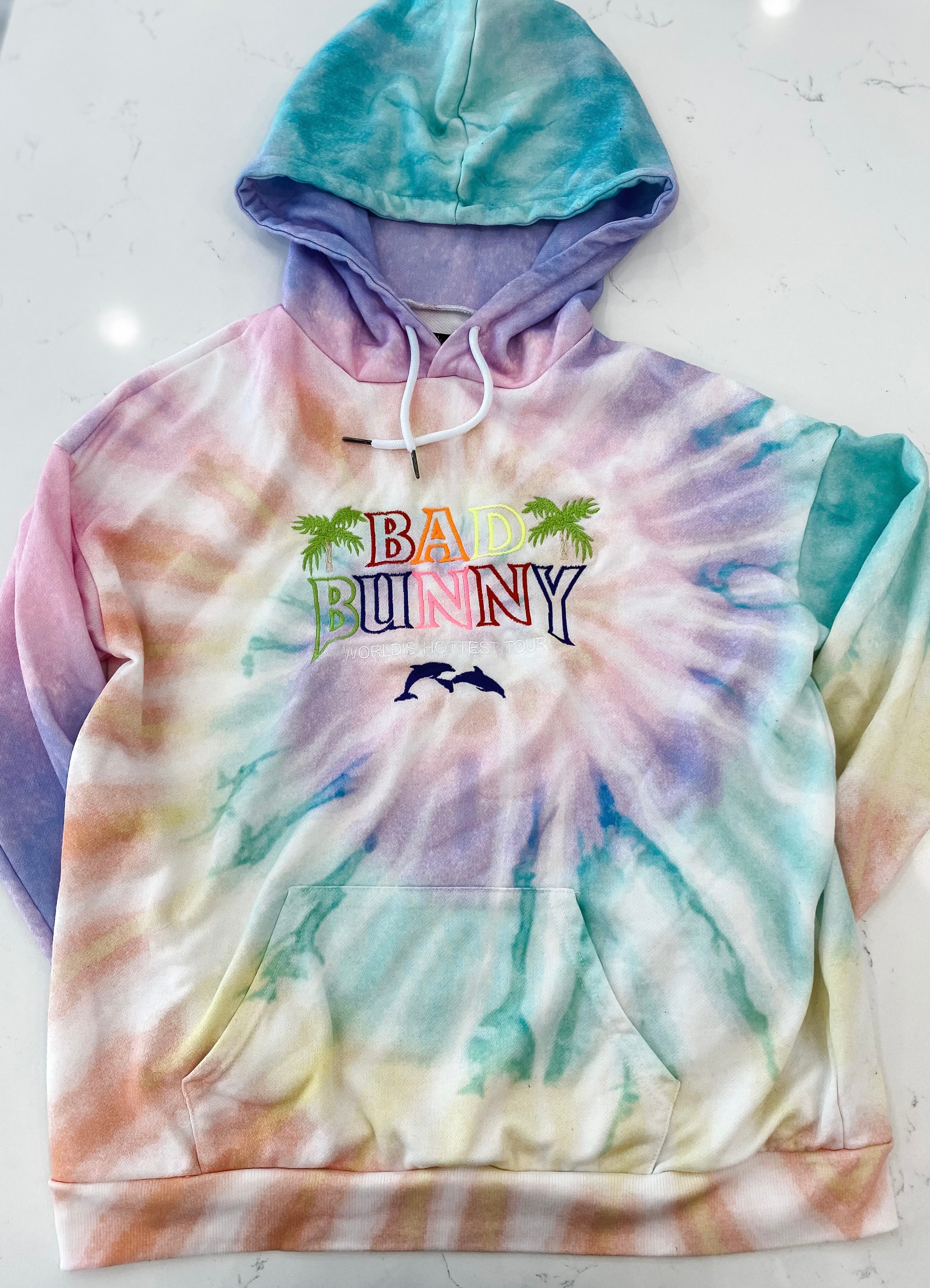 Bad bunny outlet tie dye hoodie