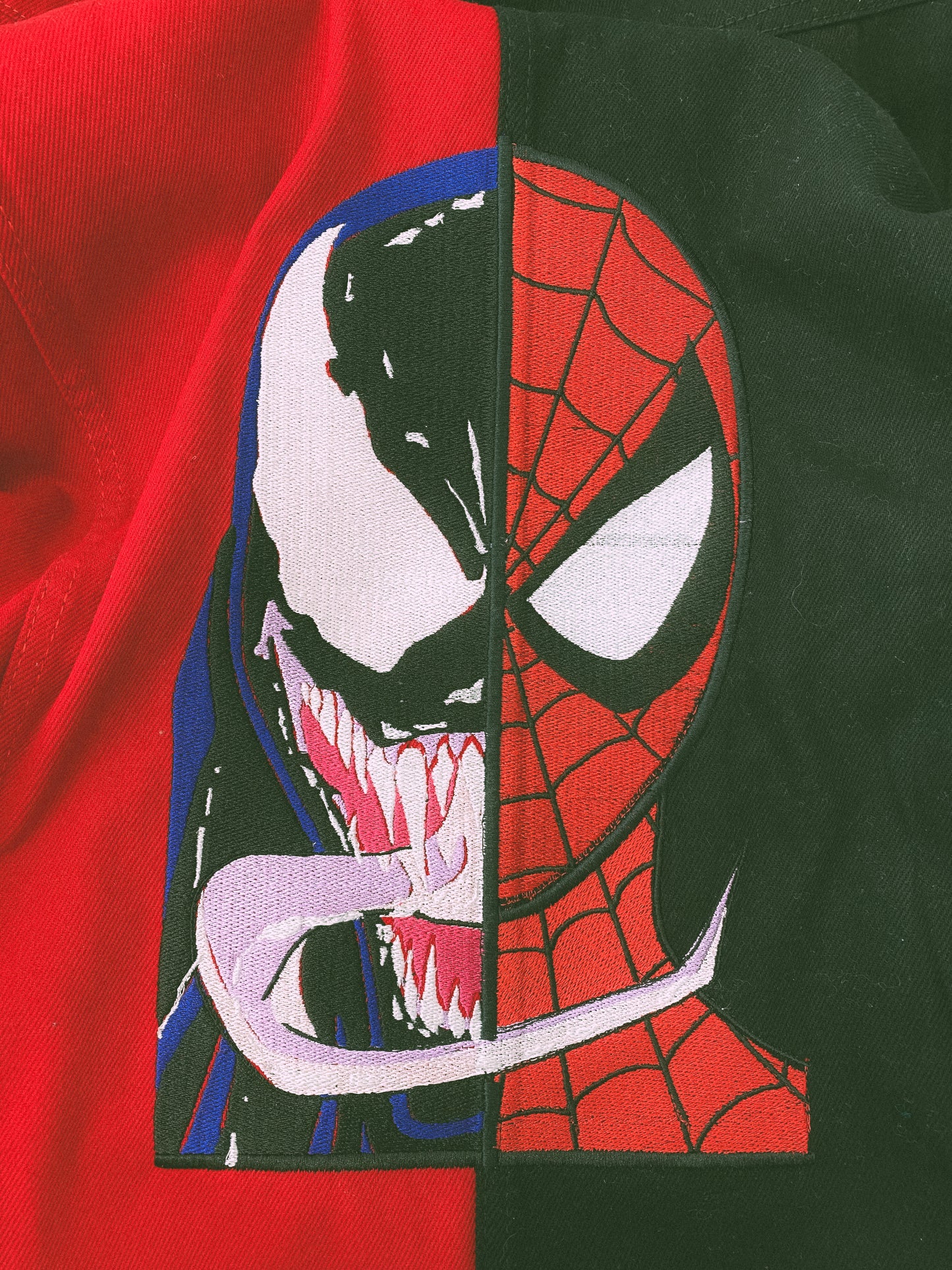 Half Spiderman Half Venom Jean Jacket